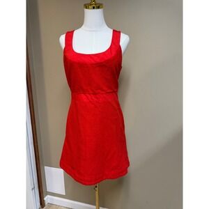 Maeve by Anthropologie Red Textured Square‎ Neck Open Back Mini Dress Size 10